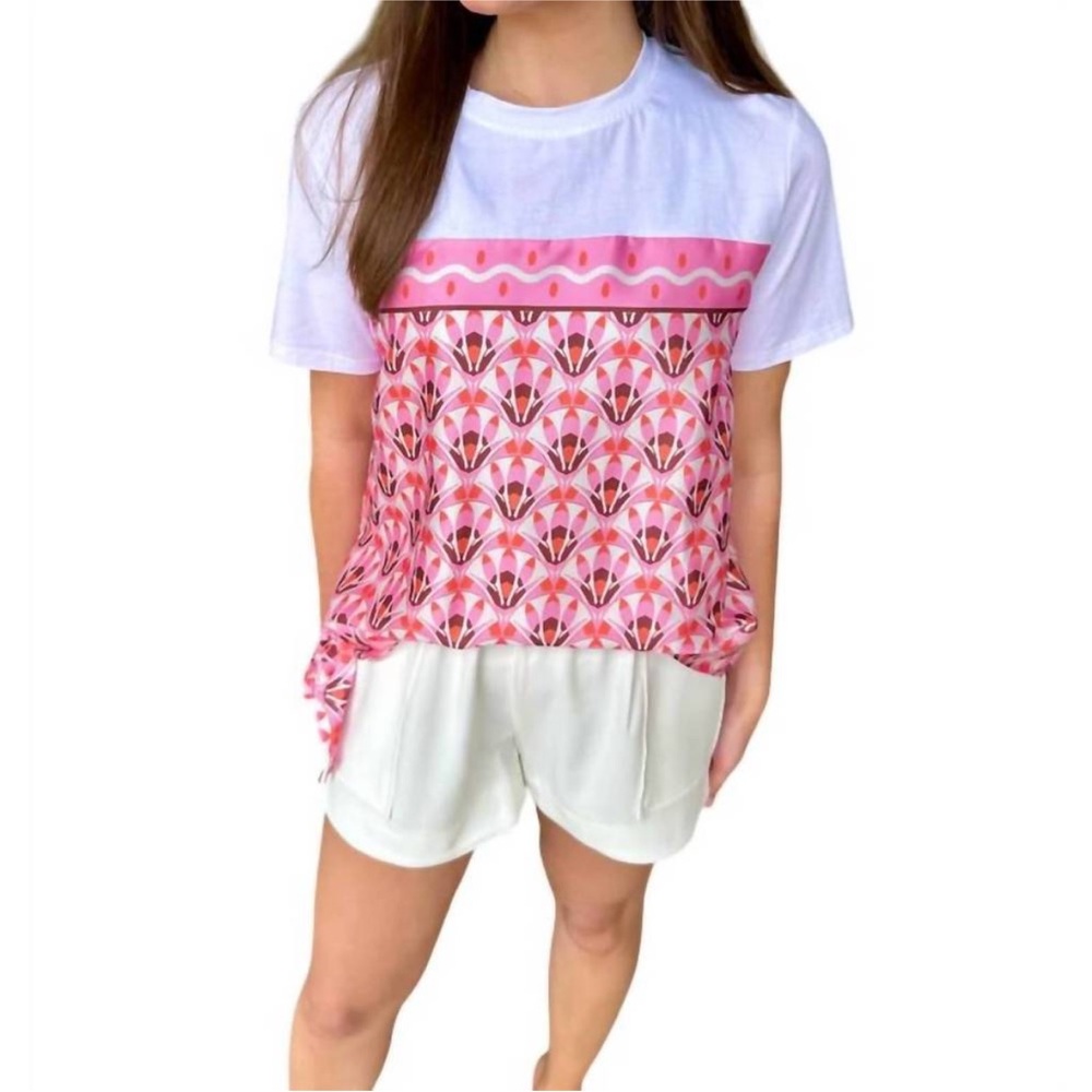 NEW JADE print block side tie tee in tribeca fans